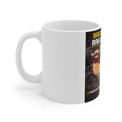 Motivational Gym Mug — "Break the Sweat, Break the Limits" Bulldog Weightlifting Coffee Cup