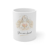 You Are Loved Angel Mug — Inspirational Heart & Wings Ceramic Coffee Cup
