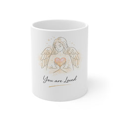 You Are Loved Angel Mug — Inspirational Heart & Wings Ceramic Coffee Cup