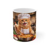 Cat Chef Mug — Cute Orange Cat Cooking Coffee Cup, Funny Kitchen Gifts for Cat Lovers