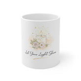 Inspirational Candle Mug — "Let Your Light Shine" Floral Coffee Cup