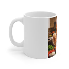 Cat Chef Mug — Cute Orange Cat Cooking Coffee Cup, Funny Kitchen Gifts for Cat Lovers