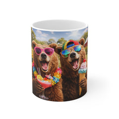 Summer Party Bear Mug — Funny Tropical Bears Coffee Cup