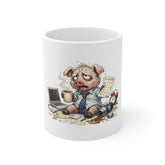 Coffee-Frazzled Pig Mug — 'To-Do List: Survive' Office Humor 11oz Coffee Cup