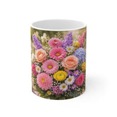 Floral Bouquet Coffee Mug — Colorful Spring Flowers 11oz
