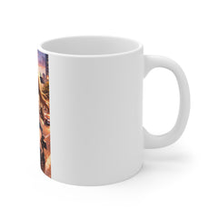 Anime Couple Motorcycle Mug — Romantic Sunset Ride Coffee Cup