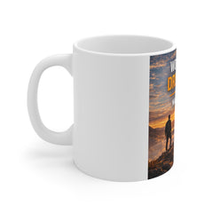 Motivational Coffee Mug — "Work Hard Dream Big. Make It Happen" Sunrise Design