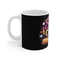 Hustle Harder Mug — Retro Neon Motivation Coffee Cup