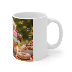 Puppy & Ice Cream Photo Mug — Cute Golden Retriever Coffee Cup