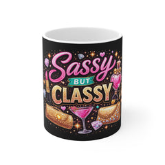 Hustle Harder Mug — Retro Neon Motivation Coffee Cup