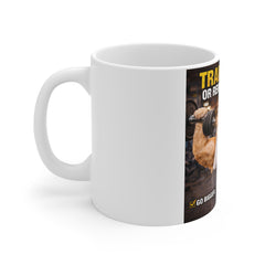 Train Insane or Remain the Same Mug — Motivational Gym Coffee Cup with Muscle Bulldog Design