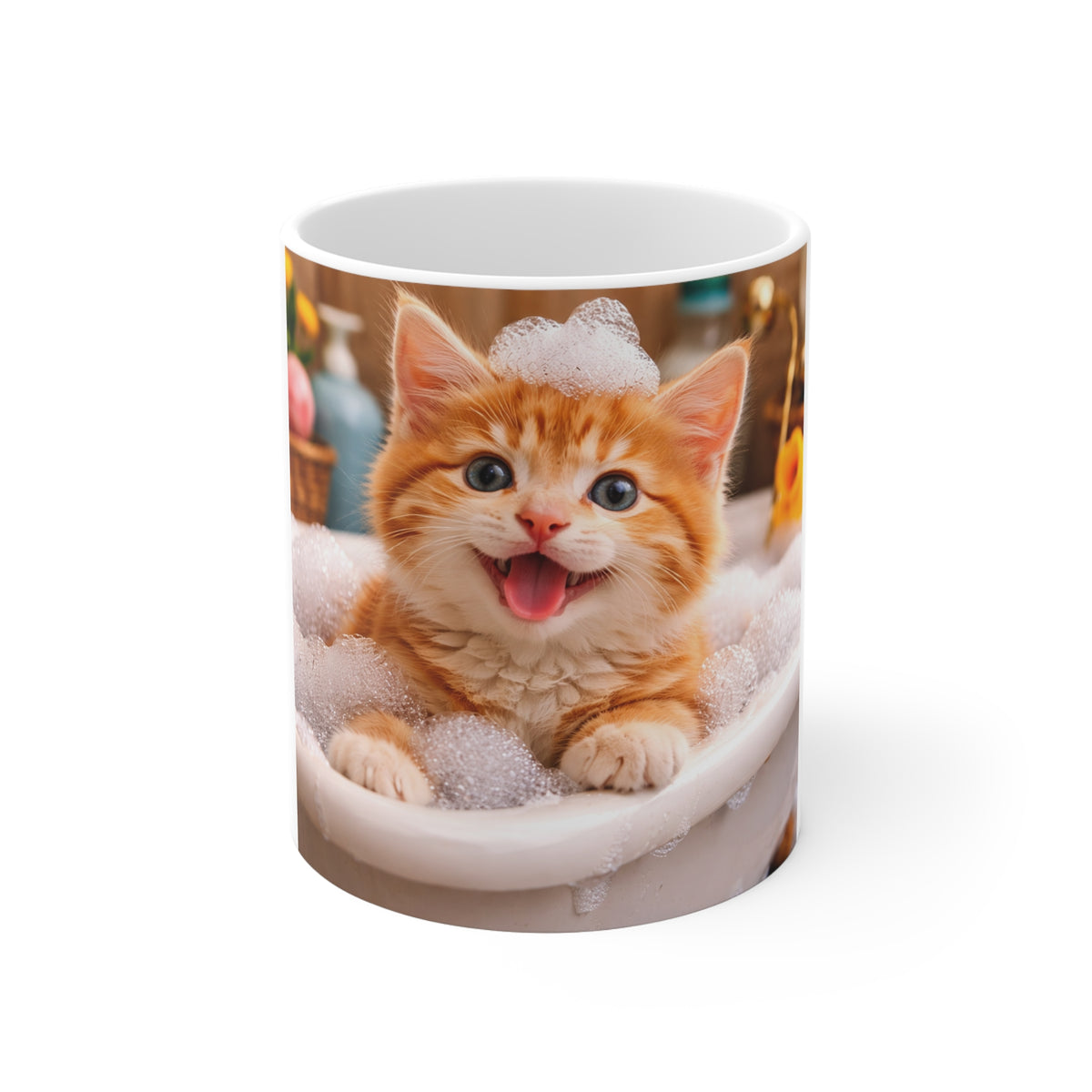 Cute Kitten in bath 11oz White Mug