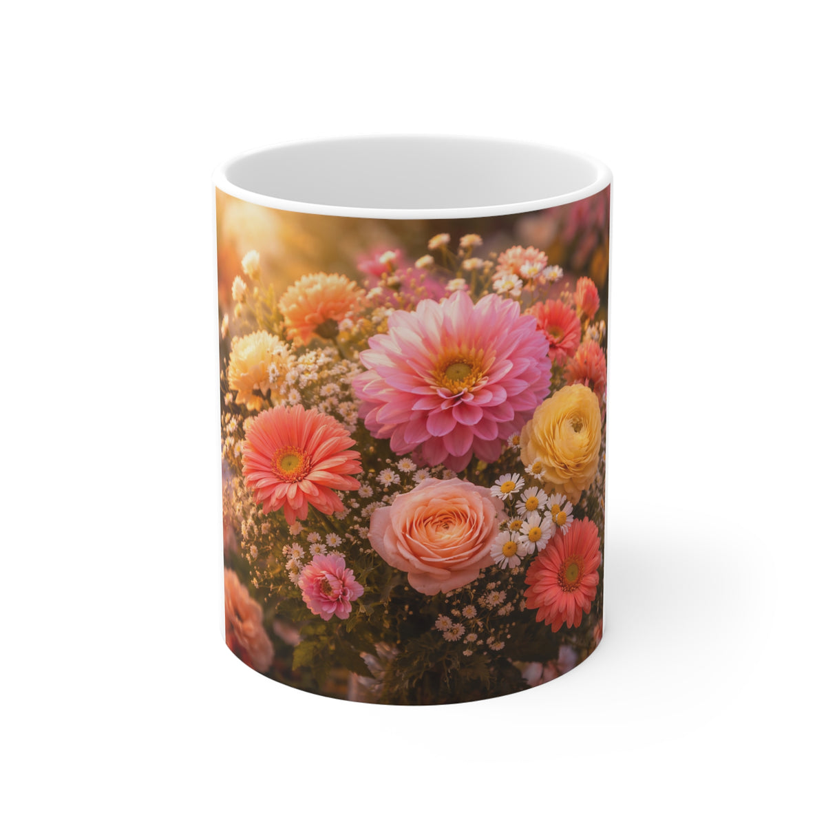 Floral Bouquet 11oz Mug — Warm Garden Flowers Coffee Cup