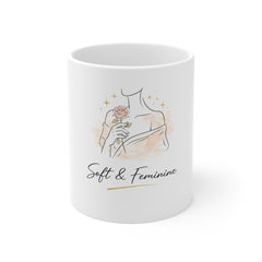 Soft & Feminine Mug — Elegant Floral Illustration Coffee Cup