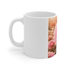 Pink Dahlia Floral Mug — Vintage Garden Coffee Cup, Mother's Day Gift