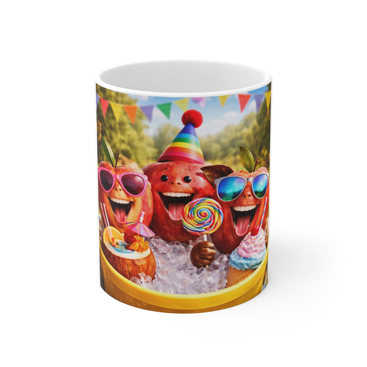 Birthday Party Coconut Mug — Colorful Tropical Celebration 11oz Coffee Cup
