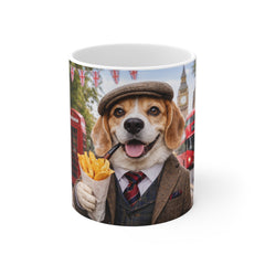 English Beagle with Chips Mug — Funny British Dog Coffee Cup