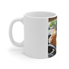 Golden Retriever Driving Coffee Mug – Funny Dog with Sunglasses Iced Coffee 11oz
