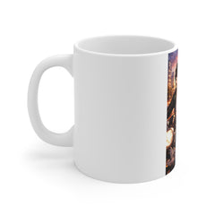 Anime Couple Motorcycle Mug — Romantic Sunset Ride Coffee Cup