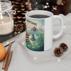 Sloth Meditation Mug – "Don't Overthink Everything, Relax and Let Sh*t Go" 11oz Ceramic Coffee Cup