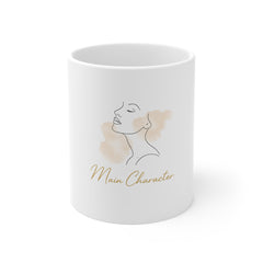 Main Character Mug — Feminine Line Art Coffee Cup