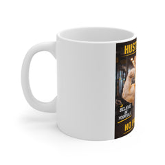 Hustle Harder Corgi Mug – "No Pain, No Gain" Motivational Coffee Cup