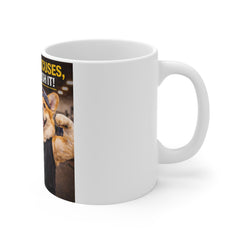 Motivational Gym Mug — “No More Excuses, Time to Crush It!” Corgi Weightlifting Coffee Cup