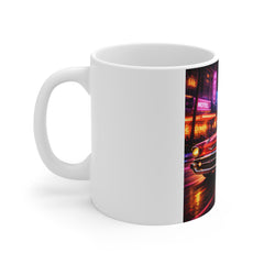 Retro Neon Classic Car Mug — 1950s Hot Rod Nightscape Coffee Cup