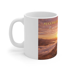 Inspirational Success Mug — "Success Starts With Self-Belief" Sunrise Hiker Coffee Cup