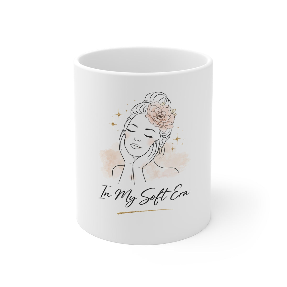 In My Soft Era Ceramic Coffee Mug — Feminine Floral Illustration