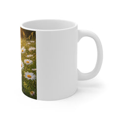 Daisy Field Sunrise Mug — Floral 11oz Coffee Cup