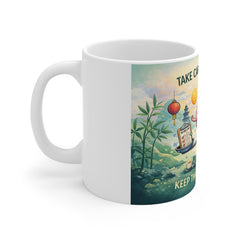 Take Care Of Yourself Mug — "Keep That Sh*t Balanced" 11oz Ceramic Coffee Cup