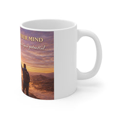 Motivational Sunrise Mug — "The Only Limit Is Your Mind" Inspirational Coffee Cup