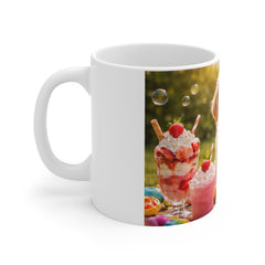 Puppy & Ice Cream Photo Mug — Cute Golden Retriever Coffee Cup