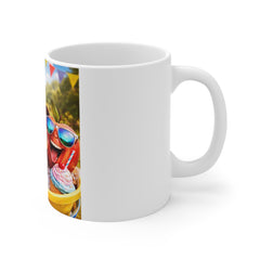 Birthday Party Coconut Mug — Colorful Tropical Celebration 11oz Coffee Cup