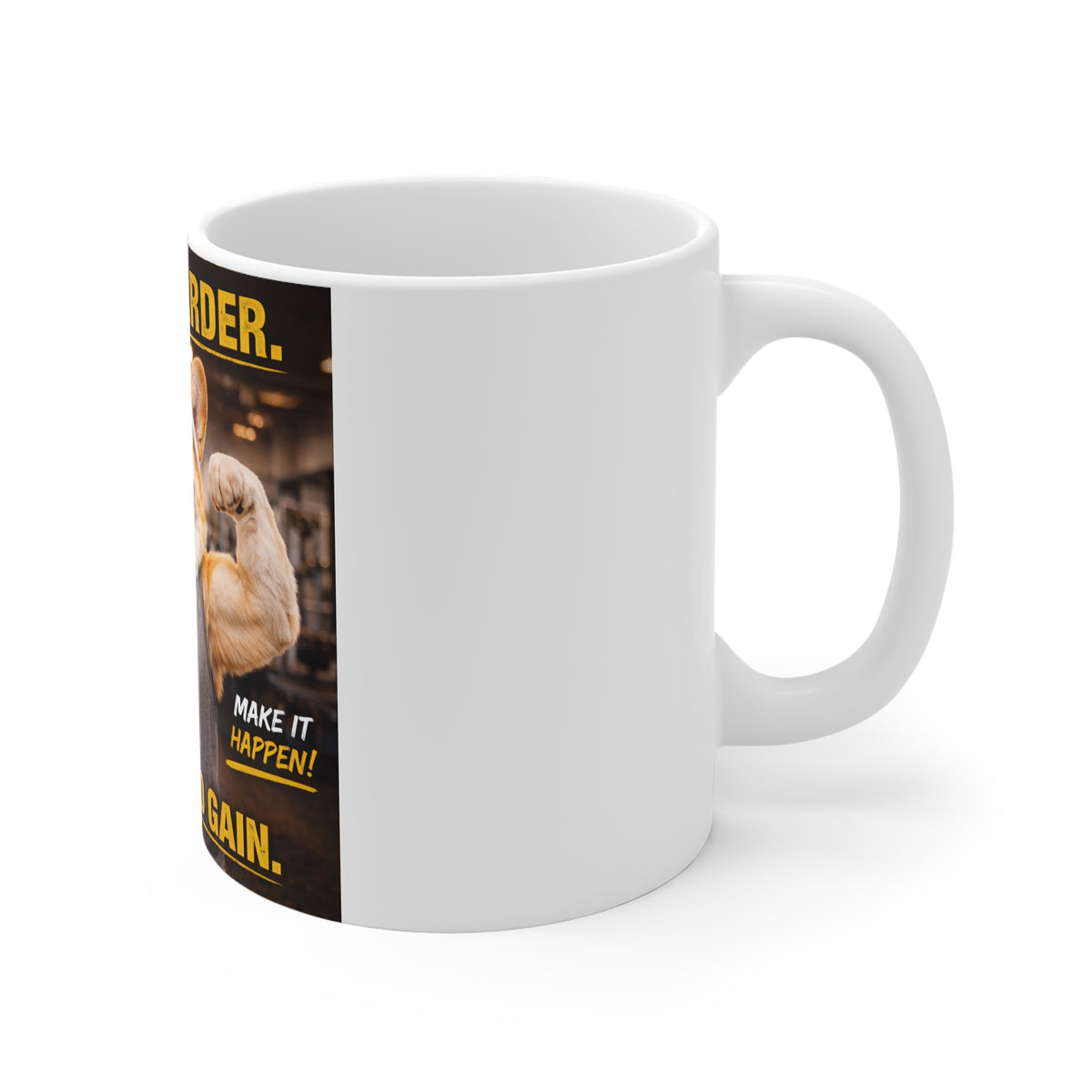 Hustle Harder Corgi Mug – "No Pain, No Gain" Motivational Coffee Cup