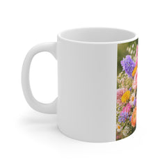Floral Bouquet Ceramic Mug — Colorful Spring Flowers Coffee Cup