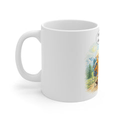 Hiking Beer & Hot Dog Mug – "I Think We're Getting Close to the Top, Bud!" 11oz Ceramic Coffee Cup