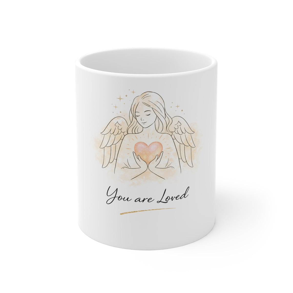 You Are Loved Angel Mug — Inspirational Heart & Wings Ceramic Coffee Cup