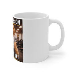 Beast Mode: On Mug — Funny Gym Dog Coffee Cup, "Let’s Get It!" Motivational Workout Mug