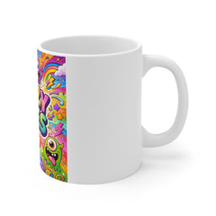Crazy Vibes Colorful Cartoon Mug — Bright Rainbow Doodle Coffee Cup