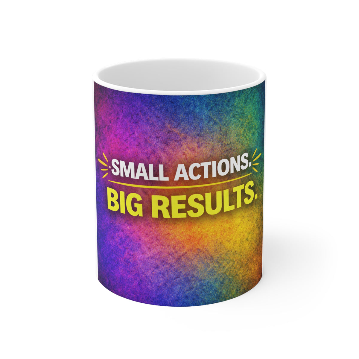 Small Actions, Big Results Mug — Motivational 11oz Coffee Cup