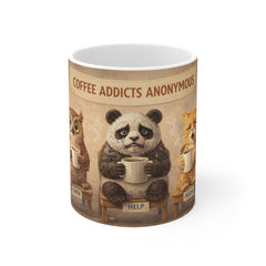 Coffee Addicts Anonymous Mug — Cute Panda, Owl & Cat Coffee Lover Gift