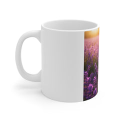 Lavender Field Coffee Mug — Purple Floral 11oz Ceramic Tea Cup