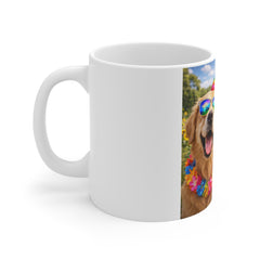 Happy Dogs Summer Party Mug — Cute Golden Retrievers in Sunglasses & Party Hats